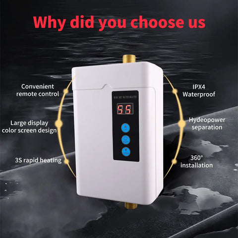 Under Sink Tankless Electric Water Heater 110V 3000W On Demand Instant Hot Water For Kitchen And Bathroom unit.
