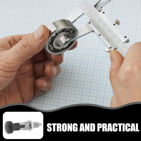 Stainless Steel Retractable Spring Plunger Knurled Grip Indexing Pin Fine Tooth Locking Mechanism For Precision Positioning and Tough Shop Mods Nailed Every Single Time, measured with calipers.