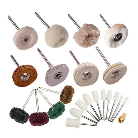 Premium Brown Felt Polishing Wheels For Jewelry And Watch Buffing With Rotary Tool Accessories To Get Flawless Finishes And Shine, assorted felt tips.