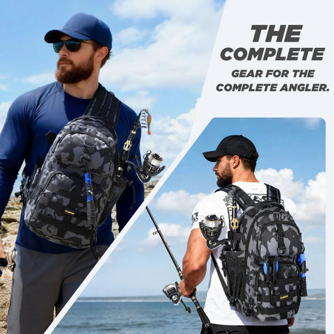 back pack fishing rod and reel All In One Fishing Backpack With Rod And Reel Waterproof Gear Pack Rod Holder And Tackle Boxes Handy Tool Kit Ideal Gift For Men Great For Bass Trout