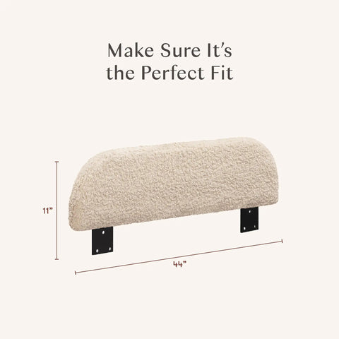 Upholstered Twin Or Full Bed Guard Rail In Chai Shearling, Water Repellent And Stain Resistant, GREENGUARD Gold Certified