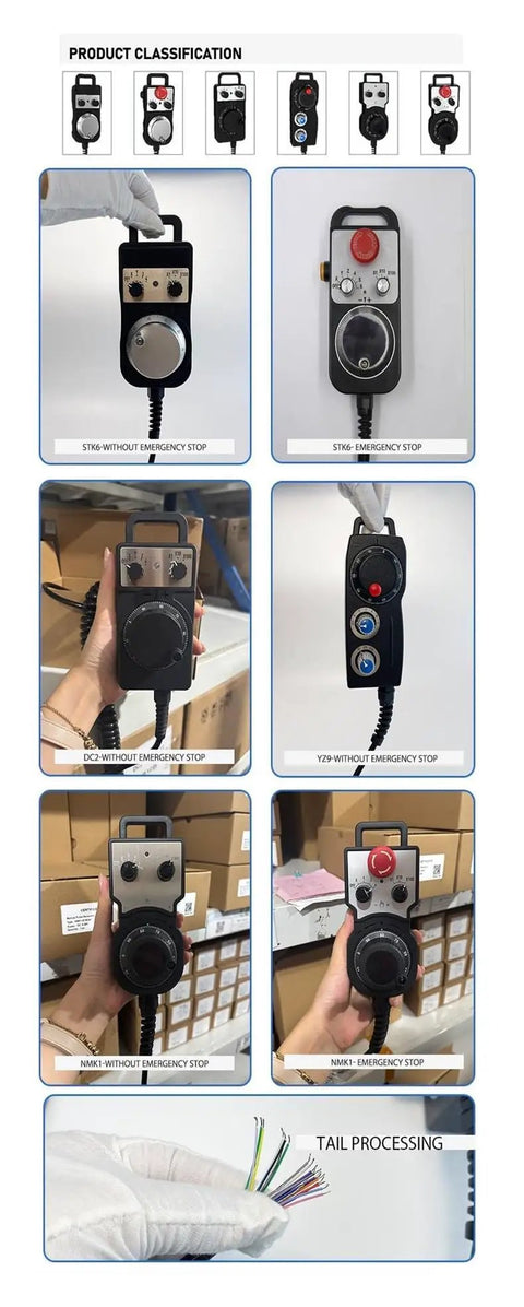 Handheld CNC Pulse Generator And Encoder For Machine Tools, Onsite Motion Control System With Emergency Stop, STK6, 6 Axis, 5V Output