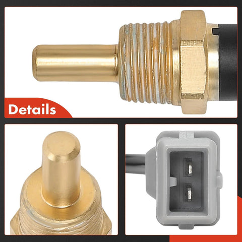 A-Premium 2-pin engine coolant temperature sensor with brass threaded body and gray connector.