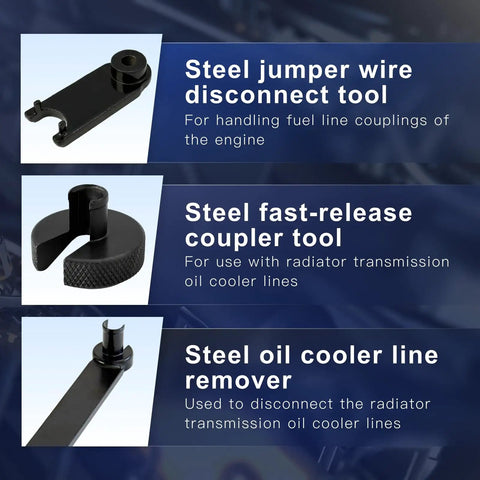 Steel disconnect tools from 22 Piece Quick Disconnect Tool Set For Fuel Lines, AC And Transmission Systems