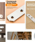 Heavy Duty Stainless Steel Straight Brackets And Tough As Nails Repair Plates For Furniture Fixes And Bed Frame Upgrades With A Zero Hassle Screw Kit 10 Pack Set, countersunk screws, rounded corners, furniture repair.