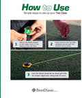 Instructions for setting up Tee Claw with elastic lanyards for alignment on grass, part of All In One Golf And Baseball Agility Training Kit