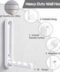 Dang Sturdy Fold Down Coat Hooks For Walls Two Pack Zinc Alloy Wall Mounted Hanger Organizer Rack Heavy Duty White design features.