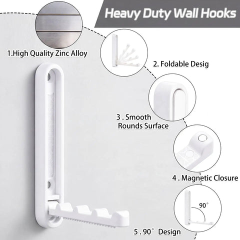 Dang Sturdy Fold Down Coat Hooks For Walls Two Pack Zinc Alloy Wall Mounted Hanger Organizer Rack Heavy Duty White design features.