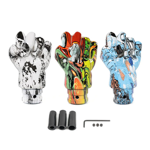 Cool Fist Style Gear Shift Knob With Resin Mixed Pattern For Manual Cars Easy Grip Street Graffiti Design Upgrade Shifter Handle No Mod Needed, set of 3