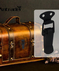4 Pack Black Stainless Steel Cabinet Latch Hasps With Screws, Spring Loaded Toggle Catches For Boxes, shown on chest.