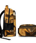 Side view of Dope Golden Hour Lion Printed Unisex Backpack With Large Capacity For School Travel And Everyday Carry Durable Polyester