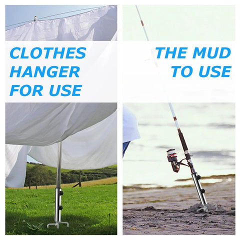 Removable Portable Umbrella Base With Four Leg Beach Sand Anchor used for clothes hanger and mud fishing rod support