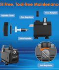 Diagram with parts of Beefy Submersible Water Pump 600GPH 35W With Flow Control For Ponds Hydroponics Aquariums