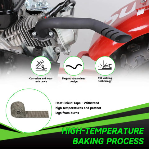 Exhaust Pipe Kit For Predator 212cc And GX Engines Fits Coleman Mini Bike CT200U EX BT200X Baja Warrior Installation View