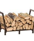 34 Inch Outdoor Indoor Firewood Rack With Bronze Finish Heavy Duty Wood Storage Stand For Fireplace Logs Improves Drying And Airflow