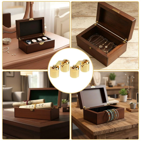 8 Pcs Solid Brass Barrel Hinges 18x8mm for Wooden Jewelry Boxes, Invisible Concealed 180 Degree Flush Mount Hardware in use