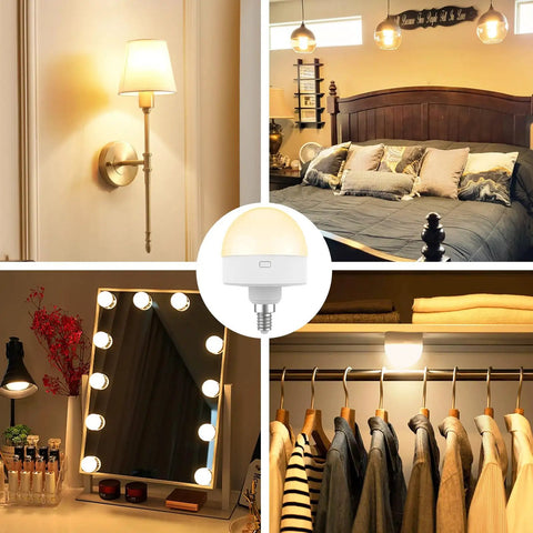 Rechargeable Light Bulb With Remote Timer And 15 Color Options Battery Operated Magnetic Puck LED Bulb used in various home settings