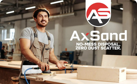 Small Dust Collection Bags For Sanders And Miter Saws, 3 Pack Adjustable Setup, Quick Swap Seals Knock Out Dust Like A Champ, Fits Tool Ports Up To 42 Millimeters, No Sweat Cleanup Shop Essential in use with a sander.