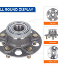 Rear Wheel Hub and Bearing Assembly For 1999 Through 2003 Acura TL And 1998 Through 2002 Honda Accord V6 Models Rear Disc Compatible OEM Grade Replacement