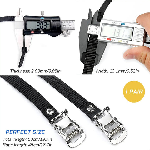 Calipers measuring nylon Two Pack Bicycle Pedal Toe Straps For Mountain, Road, Spin And MTB Bikes with adjustable steel buckle