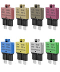 Plug And Play Manual Reset Fuse Block Kit With 3A 5A 7A 10A 15A 20A 25A 30A Blade Fuses In A 32V DC Assortment For Boats, Trucks, SUVs And Motorcycles With Marine Grade Protection And Quick Reset, eight blade fuses