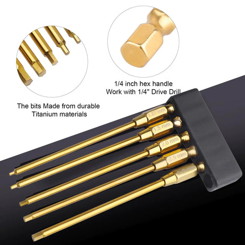 Titanium Quarter Inch RC Hex Driver Bit Set 1.27mm 1.5mm 2.0mm 2.5mm 3.0mm