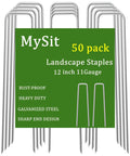 Heavy Duty 12 Inch Garden Stakes Pins Pro Grade 11 Gauge Galvanized Steel Landscape Staples Ground Lawn Anchors Set of 12