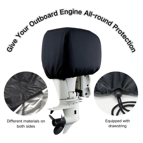 Beefed Up Heavy Duty Boat Outboard Engine Cover For 150-250HP Motors, Lightweight Cowling Protector Shields Against Sun Rain Sand Snow Scratches, Fits Most 32.3 x 19.7 x 23.6 Inches Outboard Engines
