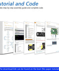 Freenove Mecanum Wheel Car Kit tutorial and code booklet pages, angled stack of instruction sheets.