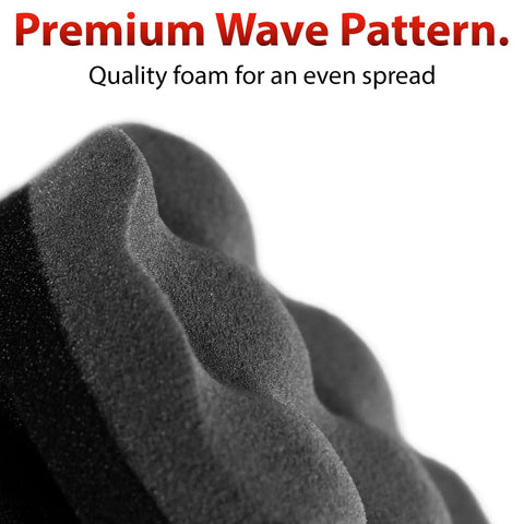 Close-up of Hex Grip Tire Dressing Applicator Three Pack for Fast Tire Shine with premium wave foam pattern.