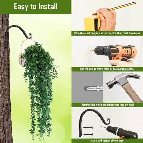 Hella Sturdy Heavy Duty Plant Hangers Double Pack Eight Inch Steel Wall Brackets Built Tough Holds Up To Forty Four Pounds Rock Solid For Hanging Baskets Bird Feeders Lanterns Black