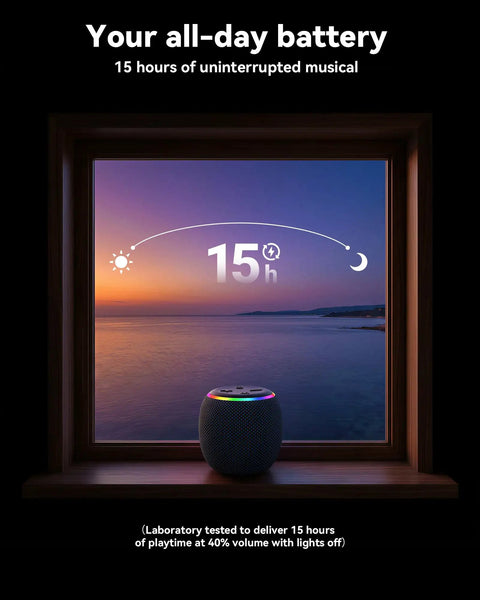 Room 3 Portable Bluetooth Speaker With IPX6 Waterproof Build TWS Pairing 12W Bass Boomin Stereo Sound With RGB Lights
