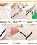 Step-by-step guide using Stainless Steel Cord End Caps 4mm ID Barrel Ends for DIY Jewelry Making, 20 Pack in Gold and Silver Tone.