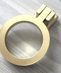 Brushed Gold Brass Round Ring Drawer Pull Cabinet Handle for Dresser Vanity and Kitchen Cabinets, Mid Century Modern Style
