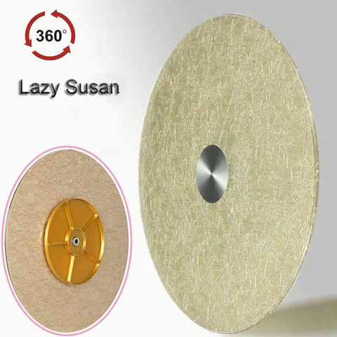 Round Lazy Susan Turntable with 80 cm tempered glass tray, steel bearings, smooth silent 360 degree rotation, side view