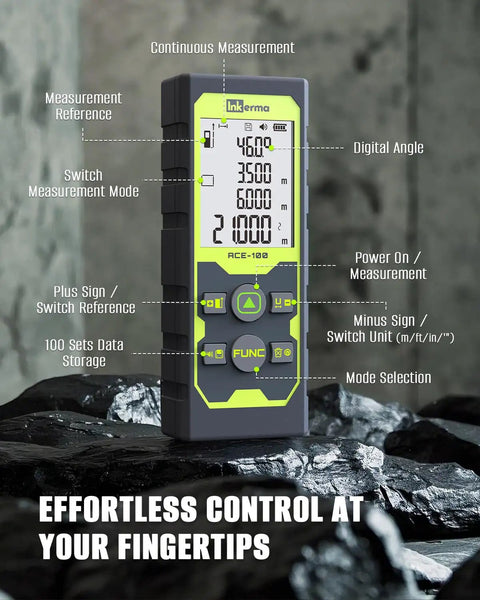 High Precision Laser Distance Meter With Angle Sensor Pro Grade DIY Friendly Tool 328 Feet Range 100 Meters on rocky surface
