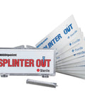MediPoint Splinter Out sterile splinter-removal kit in clear case with 10 sterile pouches, front view