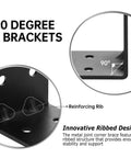 Heavy Duty Steel Corner Brackets 4x4x3 Inch 90 Degree Right Angle Shelf Brackets with ribbed design for reinforced support.