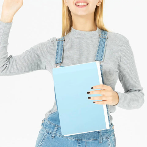 Person holding Self Adhesive Light Blue Envelopes 15 Pack For Letter Sized Documents Thickened Paper Pockets