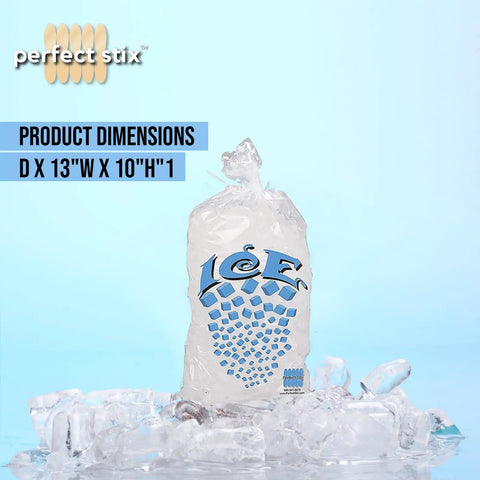 Ice Bag With Twist Tie Enclosure, 10 Lb Capacity, 50 Pack, Durable 1.5 Mil Plastic, Freezer Safe To Minus Twenty Degrees Fahrenheit