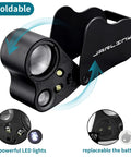 Two Pack Illuminated Jewelers Loupe Set With 30X 60X 90X And 30X 60X Magnifications UV Black Light And Bright LED Lighting