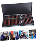 Forty Piece Star Spline Socket Bit Set For Quick Auto Repair and Top Notch Mechanics Work in sturdy storage box.