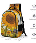 Country Sunflower Landscape Unisex Backpack With Large Capacity For Travel and Everyday Use, shown with sunflower print and features.