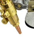 Close-up of dual torch head on the Shop Rugged Portable Gas Steel Cutter, showcasing the copper cutting tip.