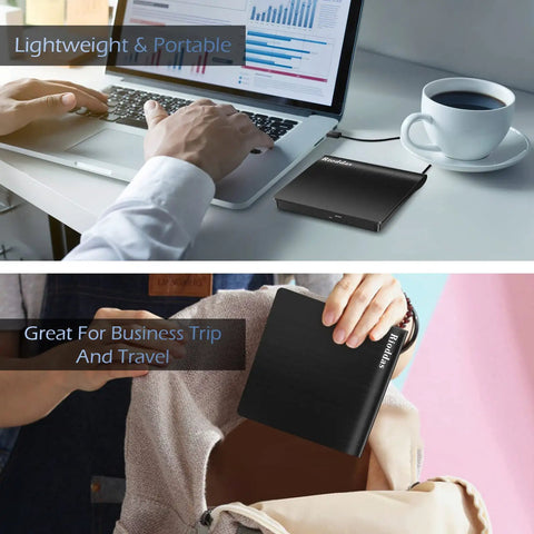 External CD DVD Drive USB 3.0 Portable CD RW DVD Burner For Laptop Desktop PC Windows Mac Linux Plug And Play No Power Adapter Needed Ultra Slim Compatible With MacBook Pro Air And PCs, black