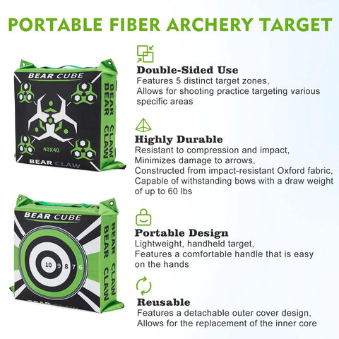 Portable Archery Bag Target With Dual Sides For 30 Pound Bows On The Go High Visibility Black Blue Target With Two Inch Sight