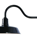 Outdoor Aluminum Barn Light In Glossy Black With Gooseneck Arm, 16 Inch, Wall-Mounted, Wet Location Rated, Classic Barn Style Shade