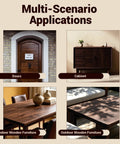 Image showcasing multi-scenario applications of All In One Water Based Walnut Wood Stain And Sealer With Attached Brush for wood surfaces.