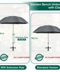 Image showing a garden bench umbrella with clamp, standard version and extension pole, part of the Two In One Garden Kneeler With Umbrella.