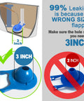 Diagram of Two Pack 3 Inch Toilet Flapper Replacement Kit With Stainless Chain And Rubber Seal, showing 3-inch valve importance